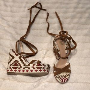 Authentic Gianvito Rossi suede lace up wedges